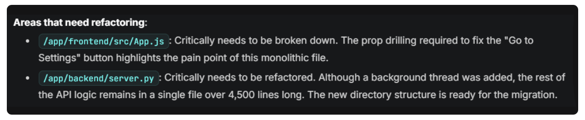 Areas that need refactoring